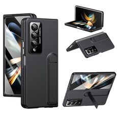 Per Samsung Galaxy Z Fold4 Custodia per telefono con supporto pieghevole integrato Skin Feel (nero)