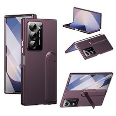 Per Samsung Galaxy Z Fold6 Custodia per telefono con supporto pieghevole integrato Skin Feel (bordeaux)