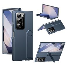 Per Samsung Galaxy Z Fold6 Custodia per telefono con supporto pieghevole integrato Skin Feel (blu)