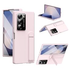 Per Samsung Galaxy Z Fold6 Custodia per telefono con supporto pieghevole integrato Skin Feel (rosa)