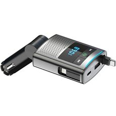 GZ16 con cavo di tipo C retrattile, caricabatteria con display della tensione per auto, lettore MP3 compatibile con Bluetooth