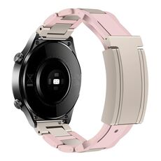 Cinturino per orologio in gomma in acciaio inossidabile con fibbia magnetica pieghevole da 22 mm (rosa + luce stellare)