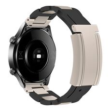 Cinturino per orologio in gomma in acciaio inossidabile con fibbia magnetica pieghevole da 22 mm (nero + luce stellare)