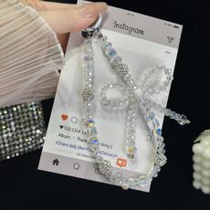 Catena per telefono con fiocco in cristallo bianco di alta qualità