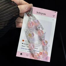 Semplice catena per telefono a doppia farfalla (rosa)