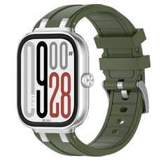 Per Redmi Watch 5 / Xiaomi Smart Band 9 Pro Cinturino in silicone con connettore in metallo argentato (verde oliva)