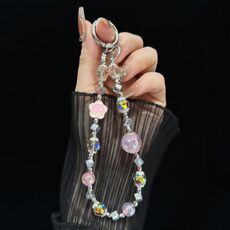 Catena per cellulare con perline Heidi rosa