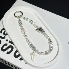 Catena per telefono a forma di farfalla con perle incastonate di diamanti (grigio)