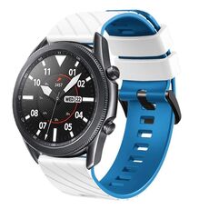 Cinturino per orologio in silicone bicolore Twill da 22 mm (bianco e blu)
