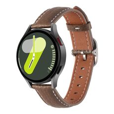 Cinturino per orologio in vera pelle con fibbia quadrata con trama litchi da 20 mm (marrone scuro)
