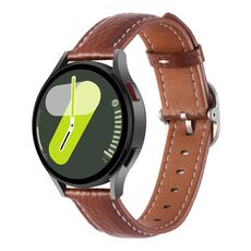 Cinturino per orologio in vera pelle con fibbia quadrata e trama Litchi da 20 mm (marrone)