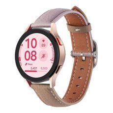 Cinturino per orologio in vera pelle con fibbia quadrata e trama Litchi da 20 mm (viola + marrone)