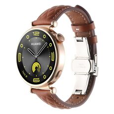Cinturino per orologio in vera pelle con fibbia a farfalla e motivo a diamante da 18 mm (marrone)