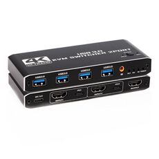 K2-1 Monitor Sharing 4K 60Hz KVM Switch 2 In 1 Out USB 3.0 HDMI 2.0 Telecomando Switcher