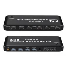 K3 per doppi monitor HDMI USB 3.0 Estrattore audio Jack da 3,5 mm 4K 60Hz Switch KVM 2 In 2 Out