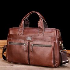 BULL CAPTAIN 056 Borsa a mano retrò in pelle bovina con strato superiore di grande capacità (metallo color caffè)