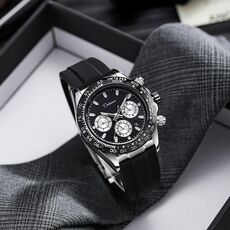 Orologio meccanico completamente automatico Dulunwe 30m impermeabile luminoso (nero argento)