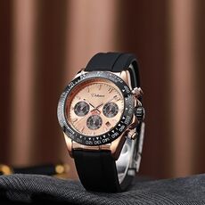 Orologio meccanico completamente automatico Dulunwe 30m impermeabile luminoso (oro rosa)