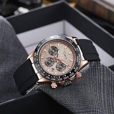 Orologio meccanico completamente automatico Dulunwe 30m impermeabile luminoso (Meteorite oro rosa)