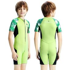 DIVE & SAIL 2.5MM Bambini Muta Calda Manica Corta Costume Intero Ispessito, Taglia: L (Verde)