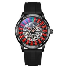 Orologio meccanico con quadrante rotante impermeabile Dulunwe 6061A 30m, colore: silicone nero