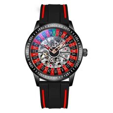 Orologio meccanico Dulunwe 6061A impermeabile 30 m con quadrante rotante, colore: cinturino bicolore nero