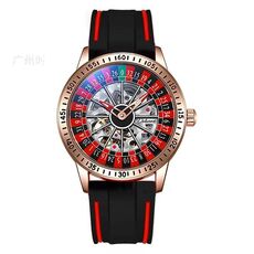 Orologio meccanico Dulunwe 6061A impermeabile 30 m con quadrante rotante, colore: cinturino bicolore in oro rosa