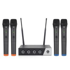 XTUGA S400 Sistema microfonico wireless UHF professionale a 4 canali con 4 microfoni palmari (spina UK)
