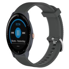 Per cinturino per orologio Garmin Vivoactive3 Music 20 mm in silicone testurizzato con diamanti (grigio scuro)