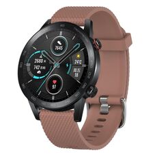 Per Honor MagicWatch2 42mm 20mm Cinturino in silicone testurizzato con diamanti (marrone)