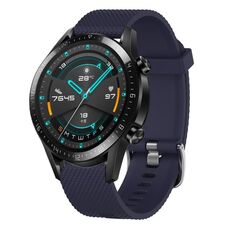 Per Huawei Watch GT2 42mm 20mm Cinturino in silicone testurizzato con diamanti (blu notte)