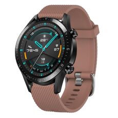 Per Huawei Watch GT2 42mm 20mm Cinturino in silicone testurizzato con diamanti (marrone)