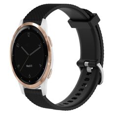 Per Garmin Active S 18mm cinturino in silicone testurizzato con diamanti (nero)
