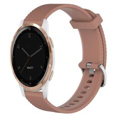 Per Garmin Active S 18mm cinturino in silicone testurizzato con diamanti (marrone)
