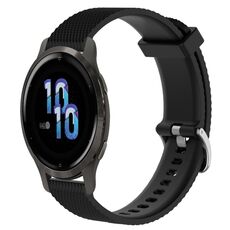 Per Garmin Venu 2S 18mm cinturino in silicone testurizzato con diamanti (nero)
