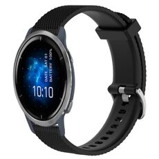 Per Garmin Venu 2 22mm cinturino in silicone testurizzato con diamanti (nero)