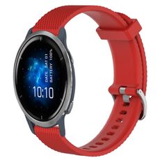 Per Garmin Venu 2 22mm cinturino in silicone testurizzato con diamanti (rosso)