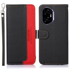 Custodia per telefono in pelle con texture Litchi e protezione RFID per Honor 400 KHAZNEH (nera)