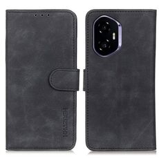 Custodia a libro in pelle con texture retrò KHAZNEH per Honor 400 (nera)