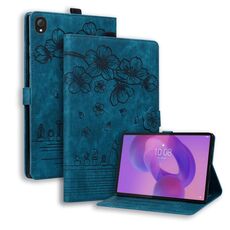 Per Lenovo Tab K10C / E10C Custodia per tablet in pelle goffrata con motivo Sakura Cat (blu)