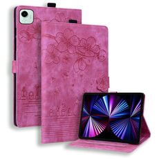 Per Honor Pad X9a / X9 Pro Custodia per tablet in pelle goffrata con motivo Sakura Cat (rosso rosa)