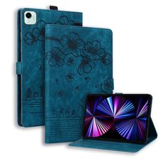 Per Honor Pad X9a / X9 Pro Custodia per tablet in pelle goffrata con motivo Sakura Cat (blu)