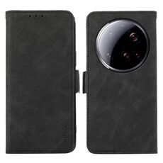 Per Xiaomi 15 Ultra ABEEL Custodia per telefono in pelle magnetica RFID smerigliata (nera)