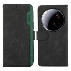 Per Xiaomi 15 Ultra ABEEL Custodia per telefono in pelle magnetica RFID Color Block (nero-verde)