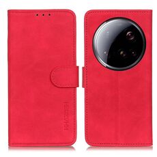 Custodia a libro in pelle con texture retrò KHAZNEH per Xiaomi 15 Ultra (rossa)