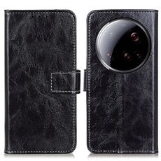Per Xiaomi 15 Ultra Retro Crazy Horse Texture Custodia in pelle per telefono (nero)