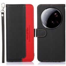 Custodia per telefono in pelle con texture Litchi KHAZNEH per Xiaomi 15 Ultra con protezione RFID (nera)