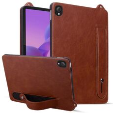 Per Lenovo Tab K10C / E10C Custodia per tablet con retro in pelle TPU e cinturino (marrone)