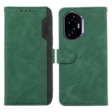 Custodia per telefono in pelle magnetica RFID Color Block ABEEL per Honor 400 (verde-nero)