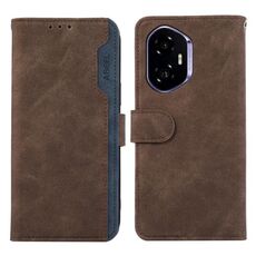 Custodia per telefono in pelle magnetica RFID ABEEL Color Block per Honor 400 (marrone-blu)